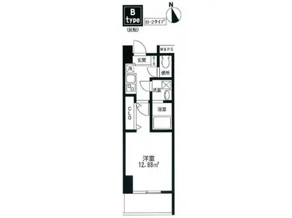T.P.Cレジデンス府中(1K/7階)の間取り写真
