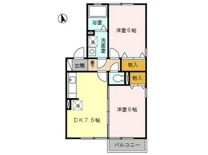 サンハイム(2DK/1階)の間取り写真