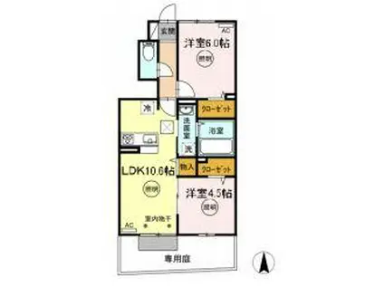 リーブルIA棟(2LDK/1階)の間取り写真