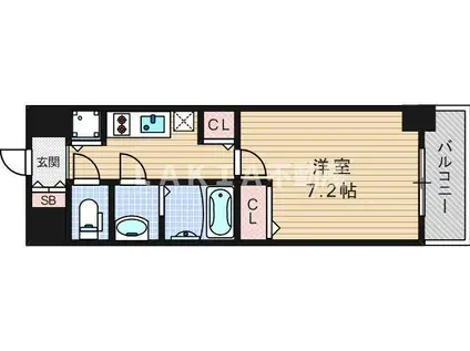 エステムコート南堀江IIIチュラ(1K/12階)の間取り写真