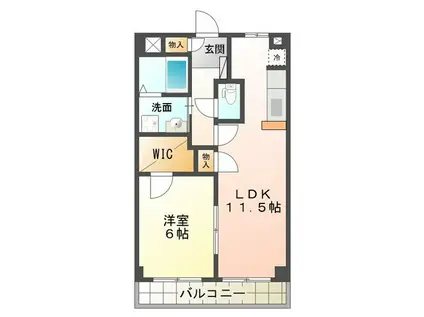リジョイス(1LDK/2階)の間取り写真