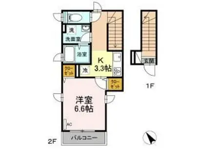 スヴニール(1K/2階)の間取り写真