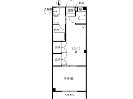 ウエハルビル(1LDK/2階)の間取り写真