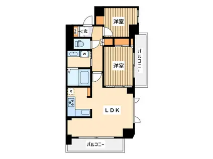 八王子計画(2LDK/6階)の間取り写真