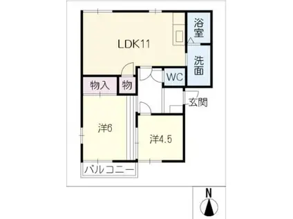 ドエル クレスト(2LDK/2階)の間取り写真