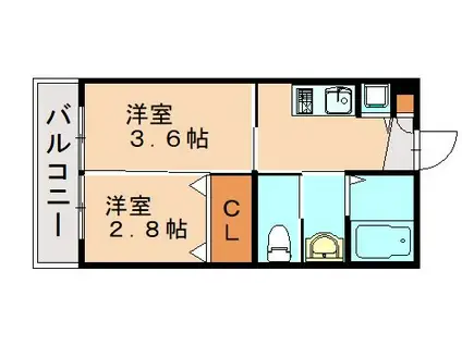LIVING THINGS大橋(2K/1階)の間取り写真