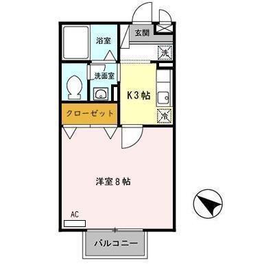イミグラントクローバー(1K/1階)の間取り写真
