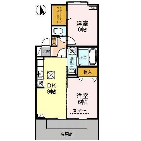 ガーデン花水木(2DK/1階)の間取り写真