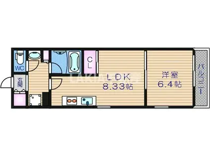 コンソラーレ上町台II(1LDK/3階)の間取り写真