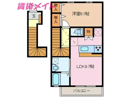サーラ・マンジェA棟(1LDK/2階)の間取り写真