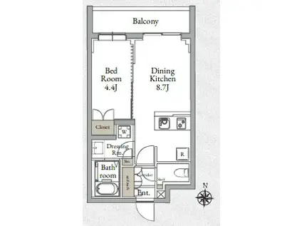 LIVE CASA千鳥町(1DK/4階)の間取り写真