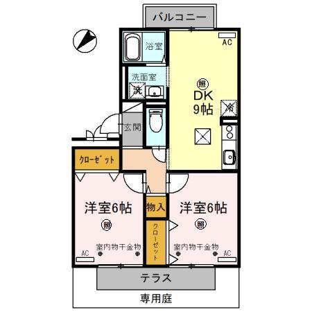 セジュールL3(2DK/1階)の間取り写真