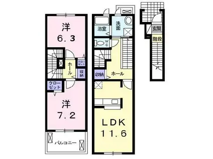 アローハーツ II(2LDK/2階)の間取り写真