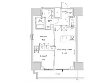ザ・パークハビオ新中野(2LDK/11階)の間取り写真