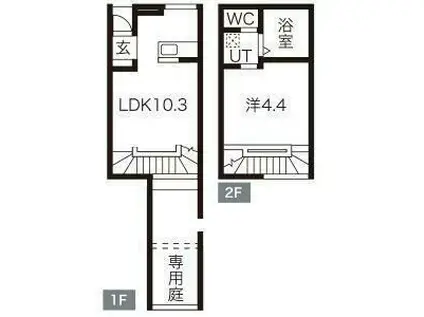 QRESTIA塩釜(1LDK/1階)の間取り写真