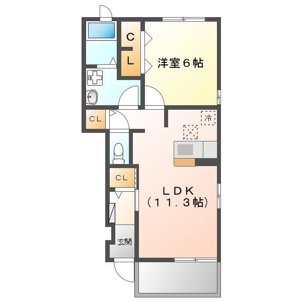 はながつみ(1LDK/1階)の間取り写真