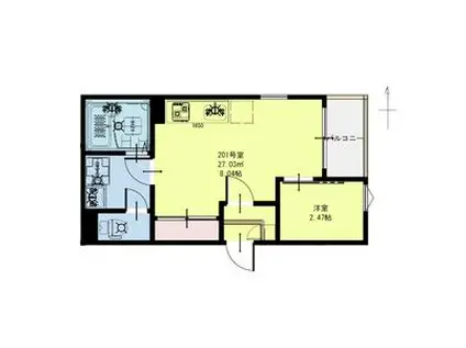 R-SMART KAROS小鶴新田(1LDK/2階)の間取り写真