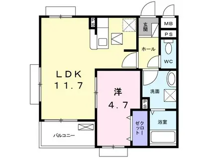 エレンシア豊野(1LDK/1階)の間取り写真