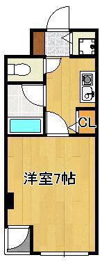 ダイナコートヒルズ折尾(1K/1階)の間取り写真