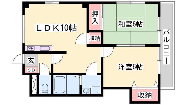 エスポワール(2LDK/2階)の間取り写真