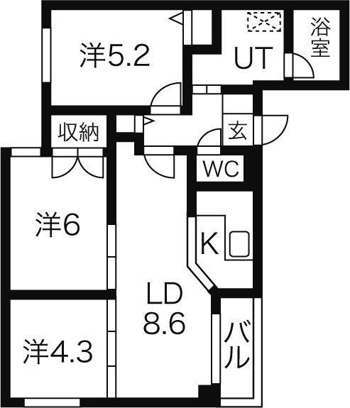 テラス山鼻20(3LDK/2階)の間取り写真
