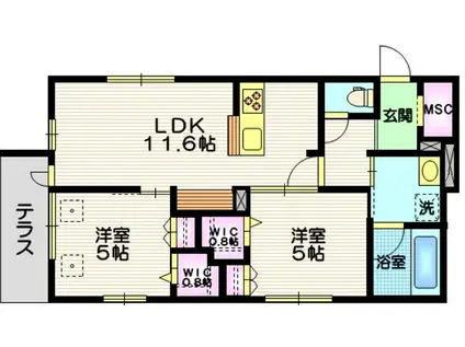 中央8丁目メゾン(2LDK/1階)の間取り写真