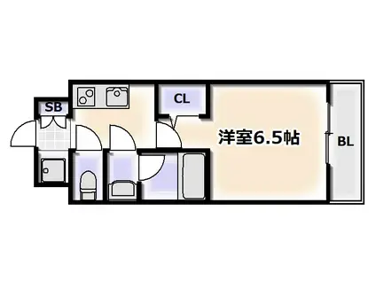 スプランディッド難波I(1K/13階)の間取り写真