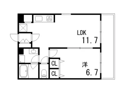 リーガランド甲南山手(1LDK/2階)の間取り写真