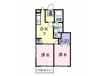 サンパティーク(2DK/1階)の間取り写真
