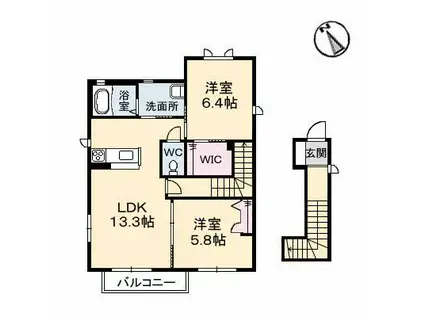 パティオフローラ E棟(2LDK/2階)の間取り写真