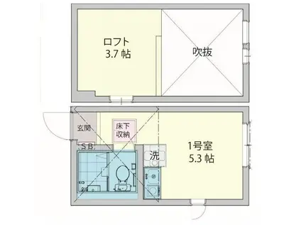 妙蓮寺 ジュピテールの丘(ワンルーム/1階)の間取り写真