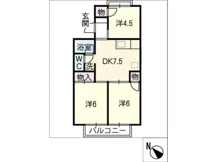 メゾン・ド・ルミエールA棟(3DK/2階)の間取り写真