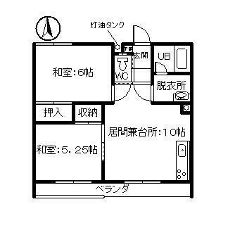 コーポかとう(2DK/1階)の間取り写真