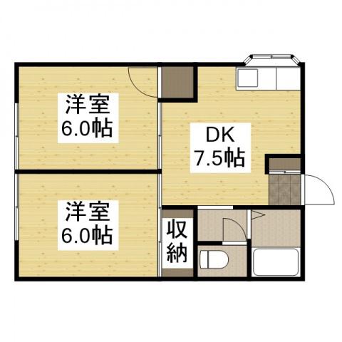 ガーデンハウス川入(2DK/1階)の間取り写真
