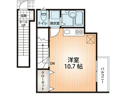 カーサグエル川内(ワンルーム/2階)の間取り写真