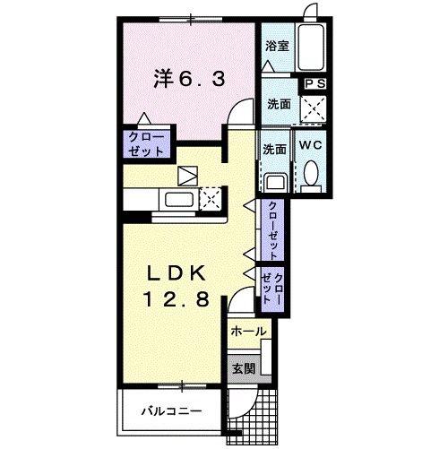 エクスメゾン(1LDK/1階)の間取り写真