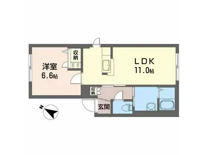 シャーメゾンクリーン(1LDK/1階)の間取り写真