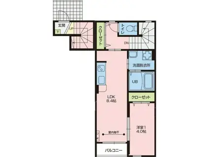 SERESTA吉岡(1LDK/2階)の間取り写真