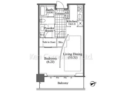 芝浦アイランド ブルームタワー(1LDK/11階)の間取り写真