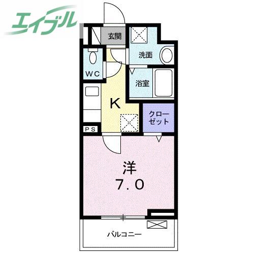 カーサ 幸(1K/1階)の間取り写真