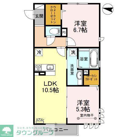 マニフィック(2LDK/3階)の間取り写真