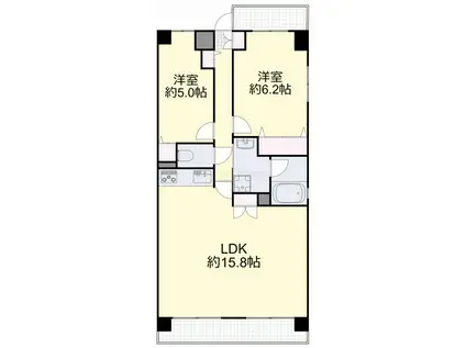 ル・サンク西市(2LDK/4階)の間取り写真