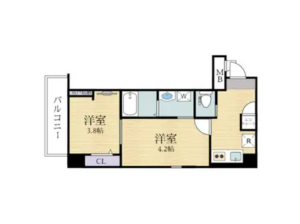 エヌエムスワサントディス(2K/10階)の間取り写真