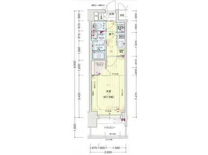 プレサンス栄ライズ(1K/2階)の間取り写真