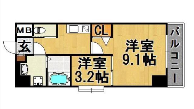 ウインステージ平尾(2K/13階)の間取り写真