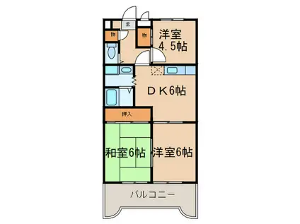 ハイツドエル(3DK/3階)の間取り写真