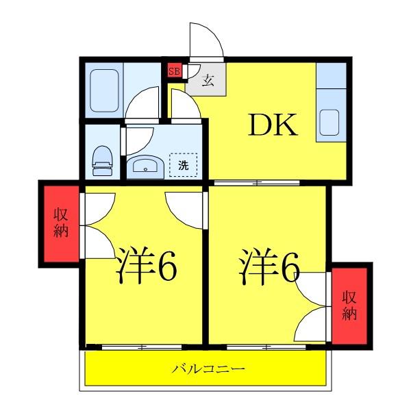 コーポサニー(2DK/1階)の間取り写真