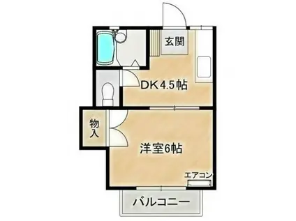 ルシェール南が丘(1DK/2階)の間取り写真