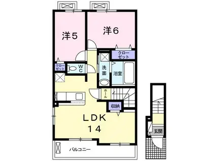グランターブル B(2LDK/2階)の間取り写真