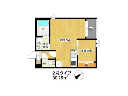 レガリスト戸畑(1LDK/1階)の間取り写真